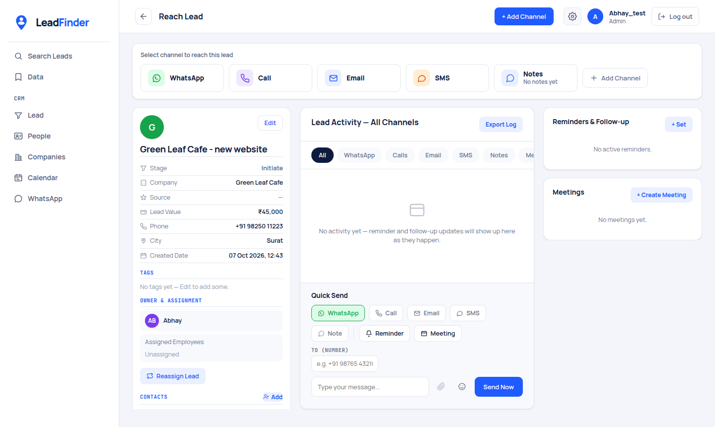 A lead's page